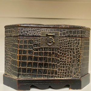 Decorative Wooden Chest with Faux Alligator Finish